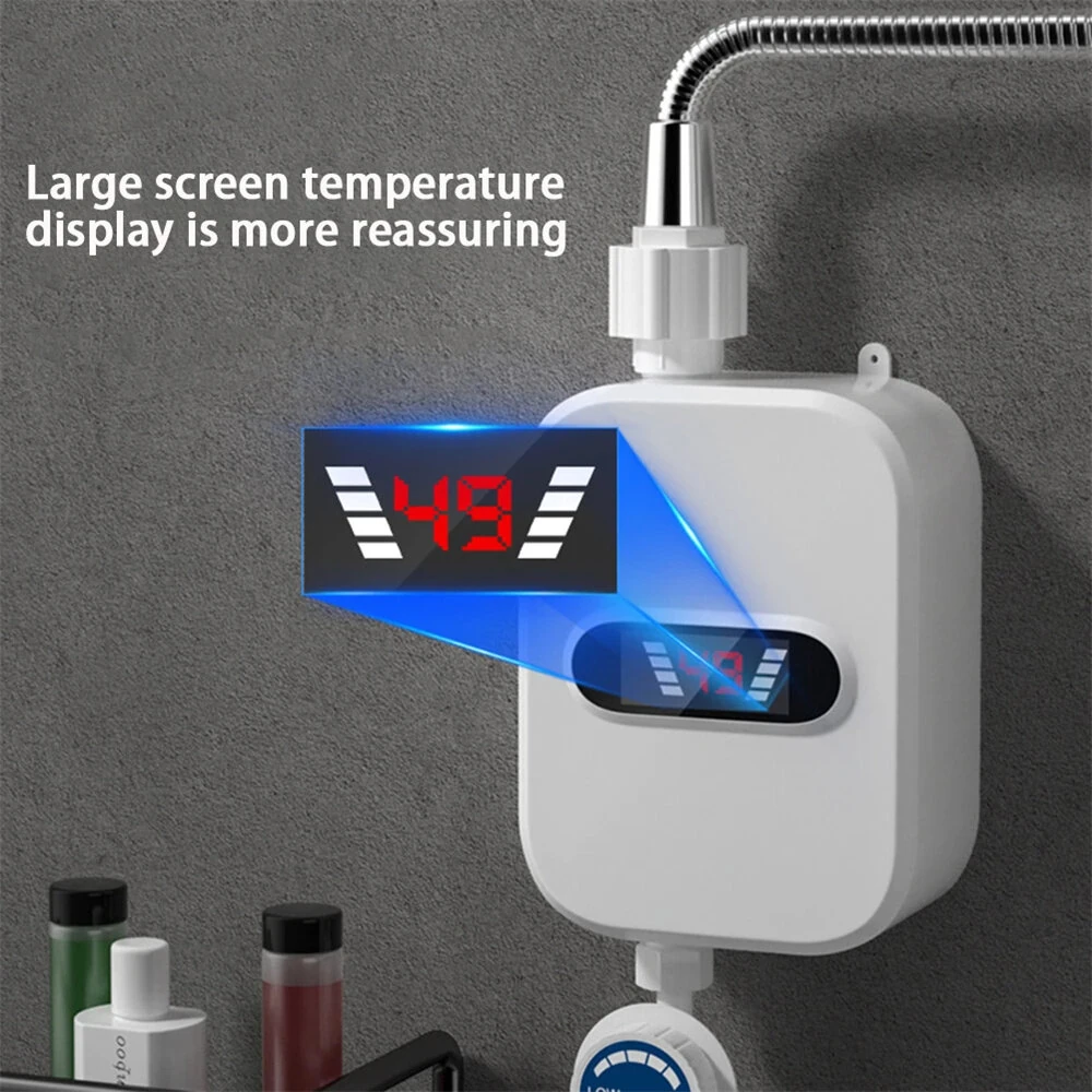 (image for) 3000W/3500W Portable Mini Water Heater 110V/220V Instant Electric Heater IPX4 Waterproof Adjustable Temperature for Shower EU/UK/US Plug