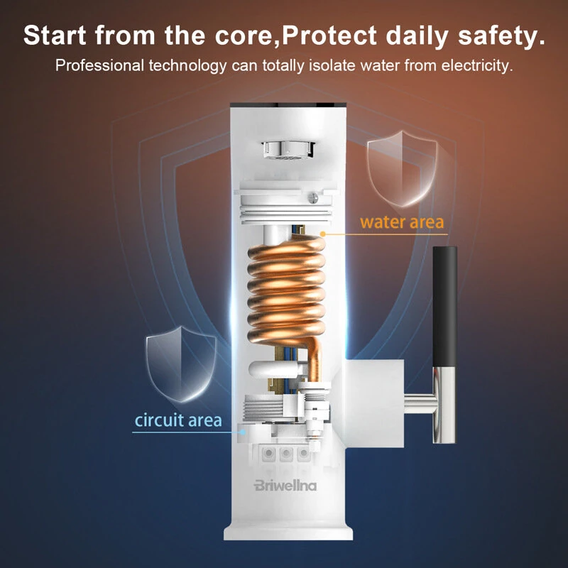 (image for) 3200W Instant Electric Water Heater Faucet IPX4 Waterproof Lever-Adjustable Temperature Control EU Plug for Kitchen Bathroom Rapid Heating